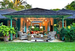 outdoor lounge at fustic house barbados 