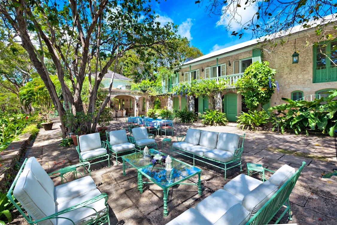outdoor terrace at fustic house barbados 