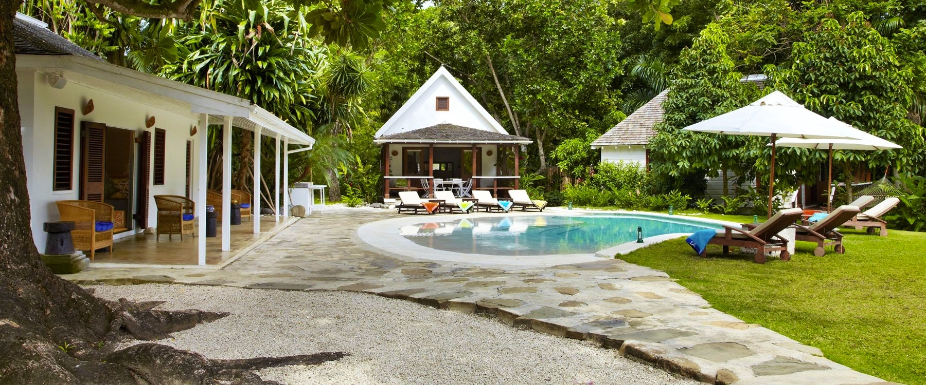 Villa pool area at GoldenEye, Jamaica 
