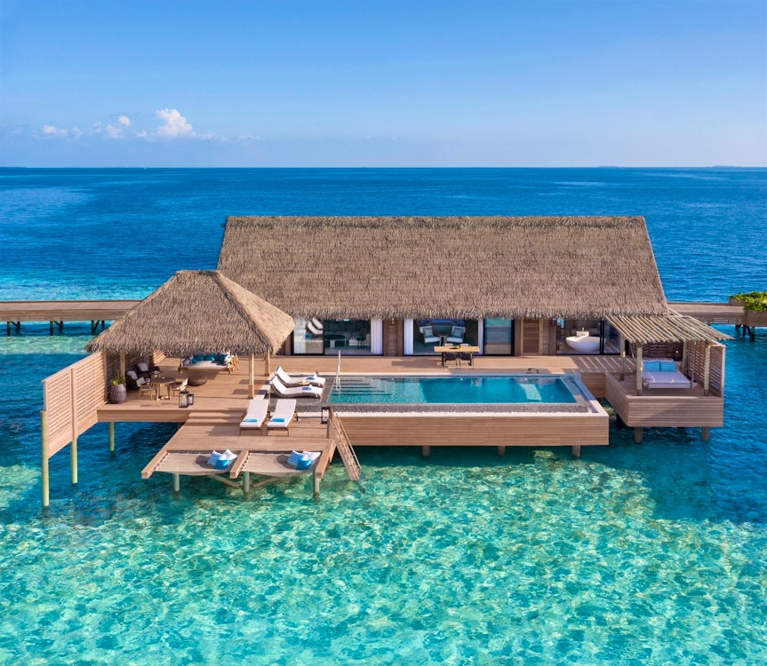 Grand overwater villa at the Waldorf Astoria Maldives