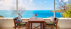Terrace area of Sea View Room at Guana Island, British Virgin Islands