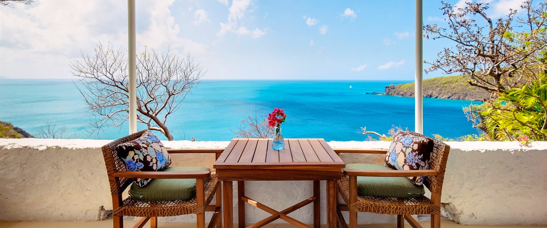 Terrace area of Sea View Room at Guana Island, British Virgin Islands