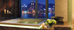 bathtub overlooking the city at The Peninsula Hong Kong