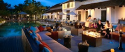 Fireplace by the Pool at Sofitel Luang Prabang, Laos