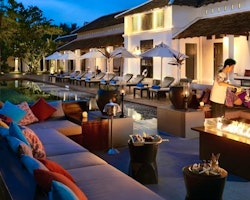 Fireplace by the Pool at Sofitel Luang Prabang, Laos