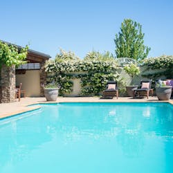 heated swimming pool central at Lime Tree Lodge Wanaka, South Island, New Zealand