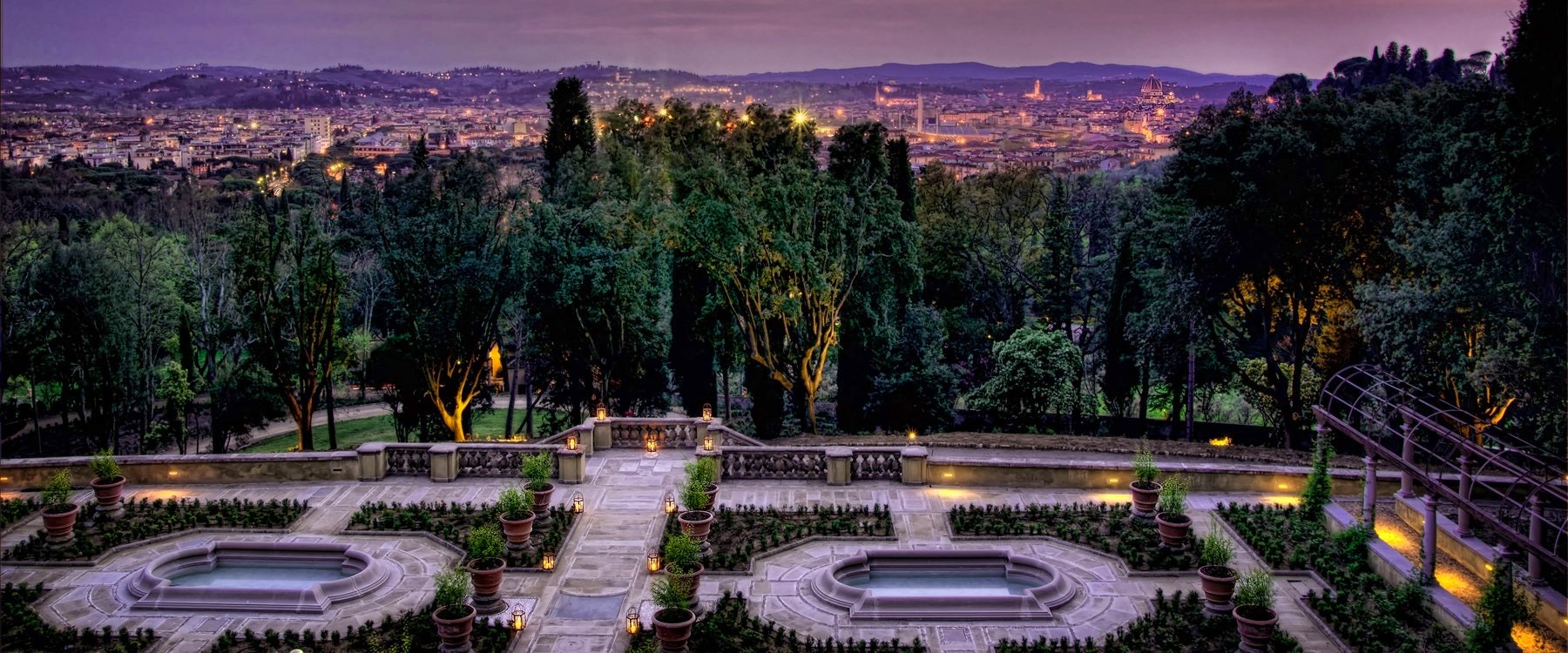 Hotel Gardens in the Evening at Il Salviatino, Florence, Italy