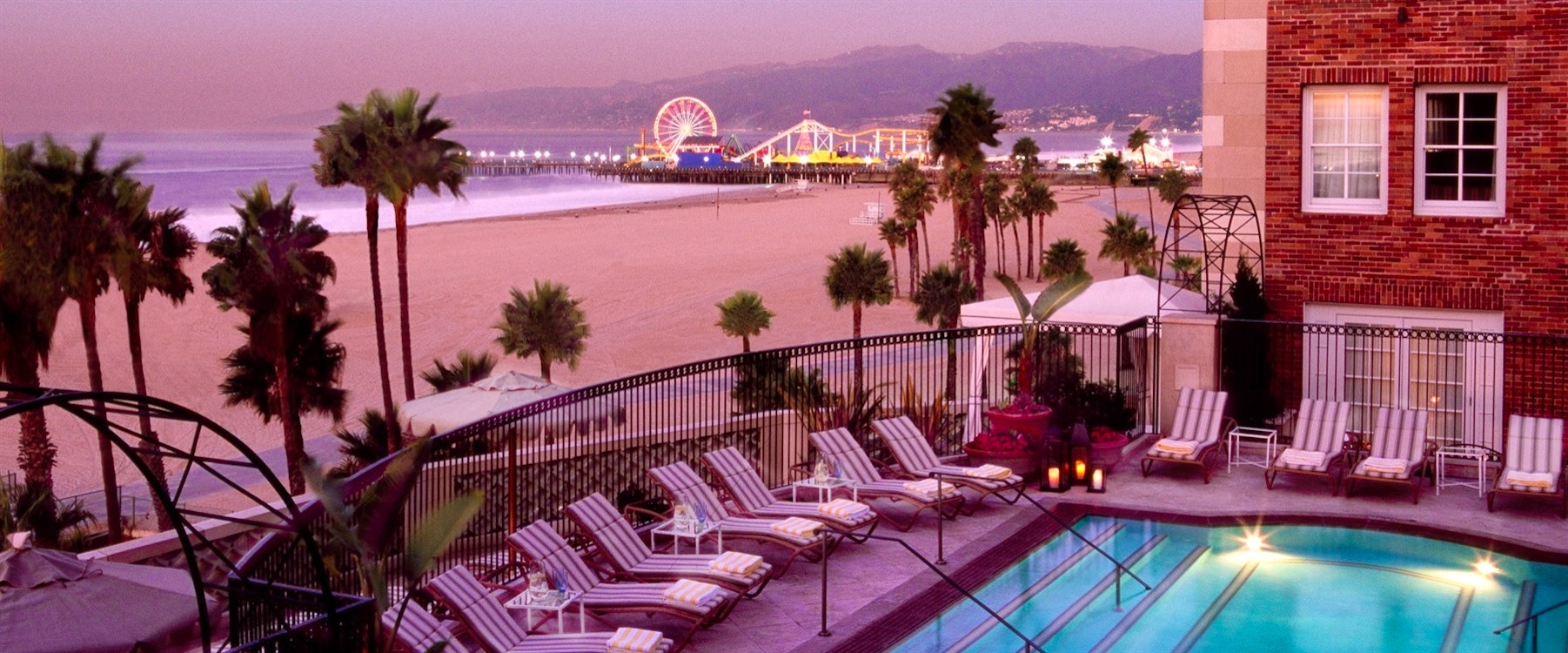 Pool and Santa Monica Pier at Twilight