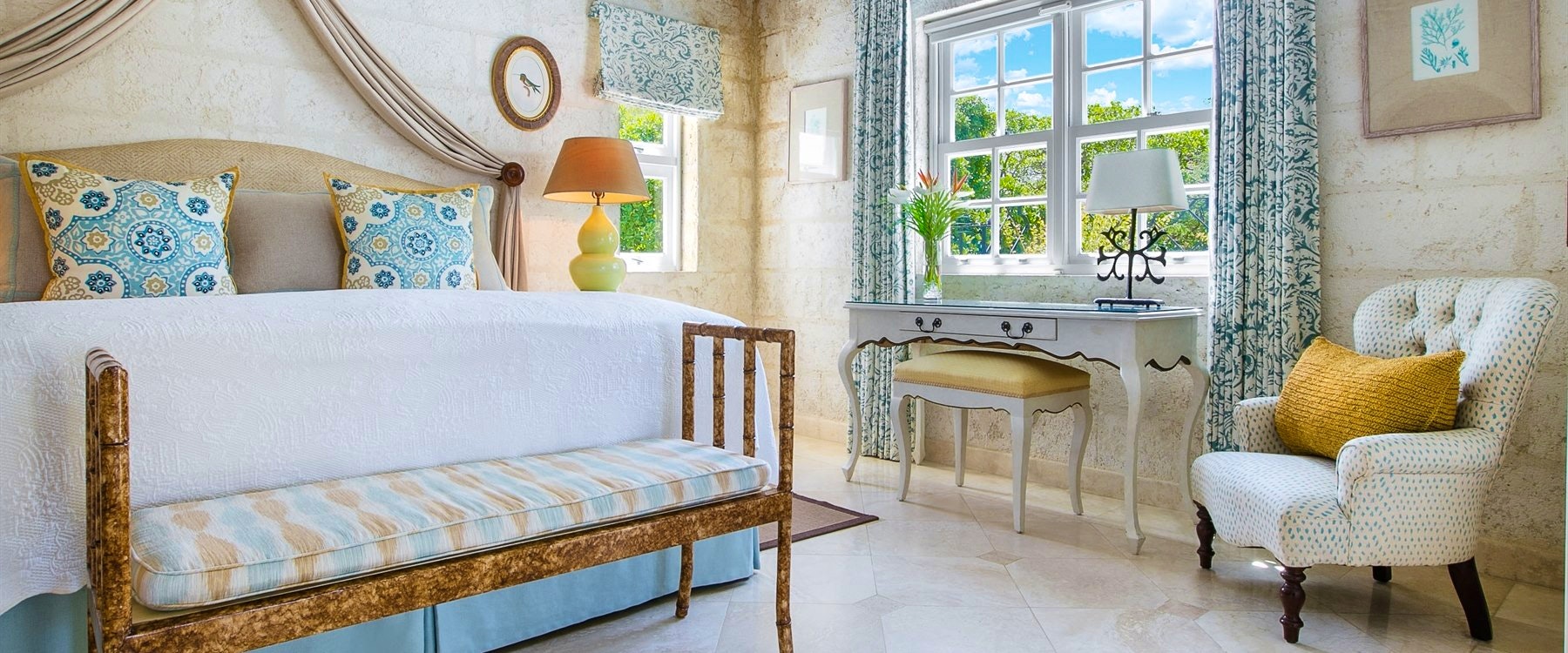 Luxury Plantation Suite Bedroom at Coral Reef Club, Barbados