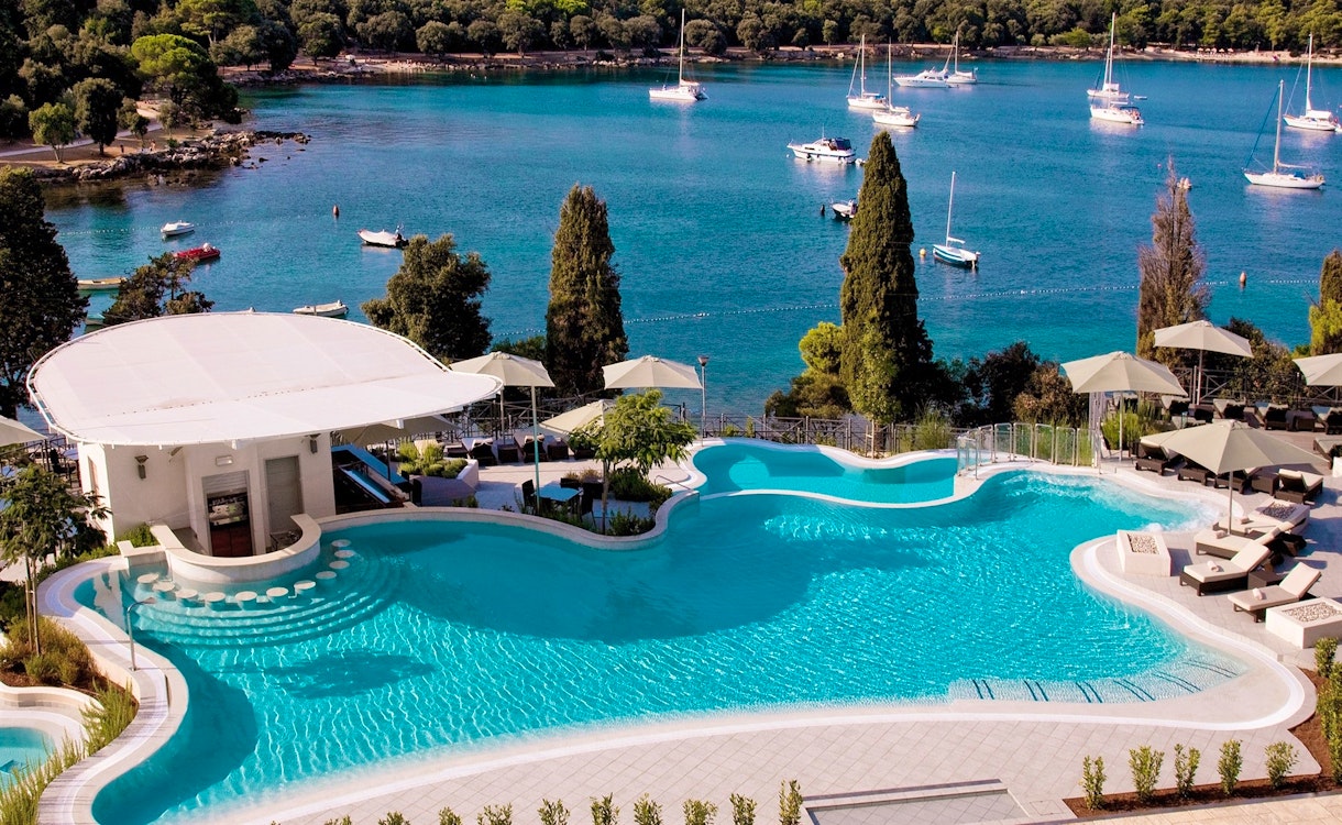 Pool Area with a View at Hotel Monte Mulini, Croatia