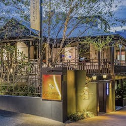 Exterior of Spicers Balfour Hotel in the evening