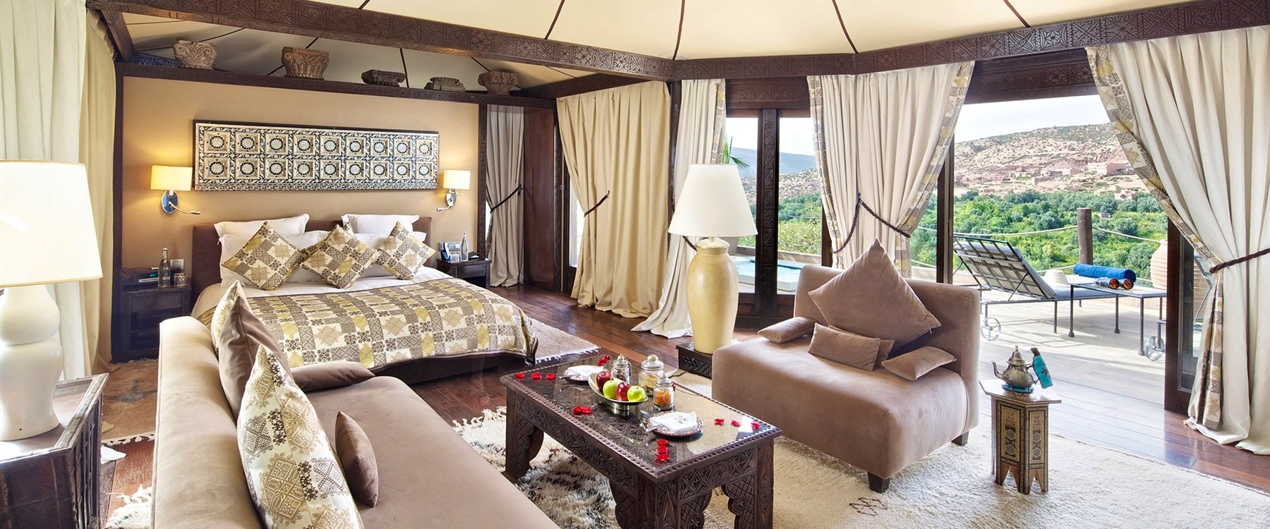 Berber Tent with Hot Tub at Kasbah Tamadot, Marrakech, Morocco