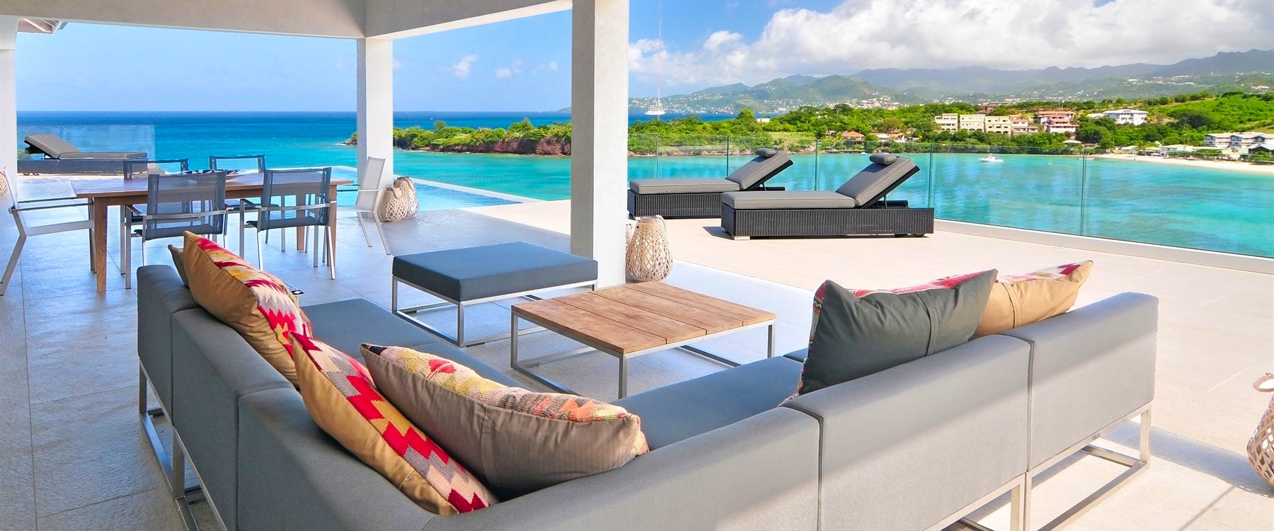 Outdoor living area at Laluna Villas, Grenada