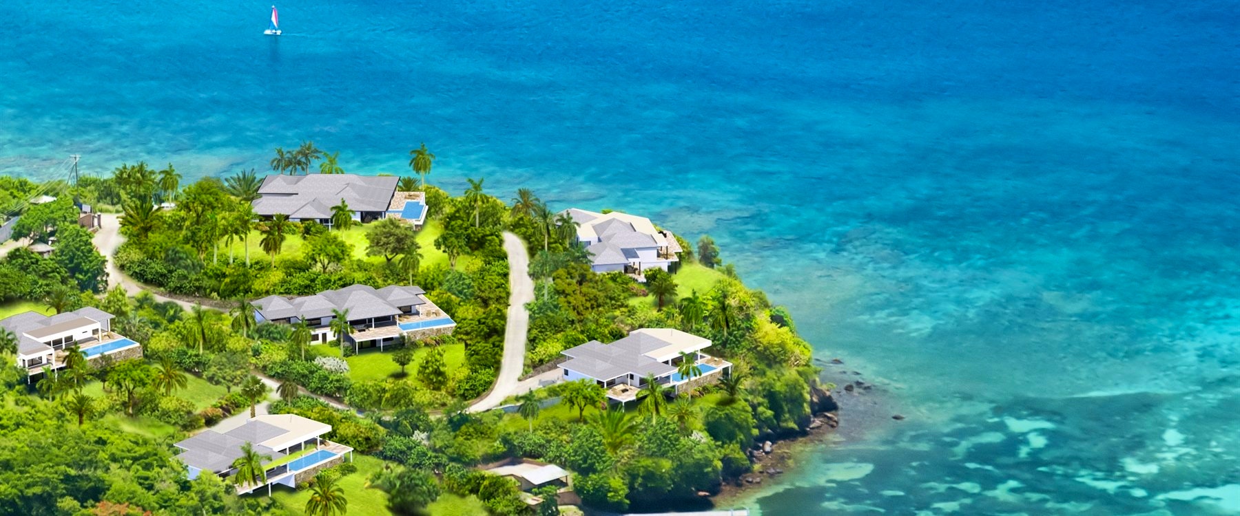 Aerial view of Laluna Villas, Grenada