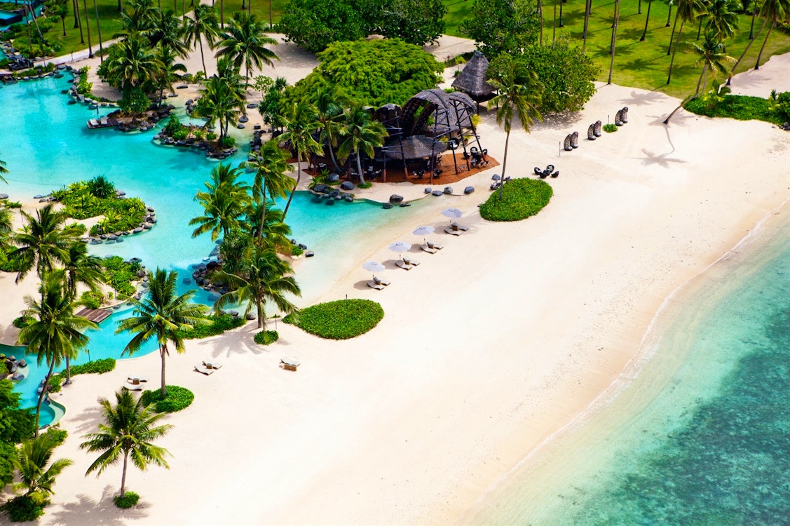 Aerial of Beach at Laucala Island, Fiji