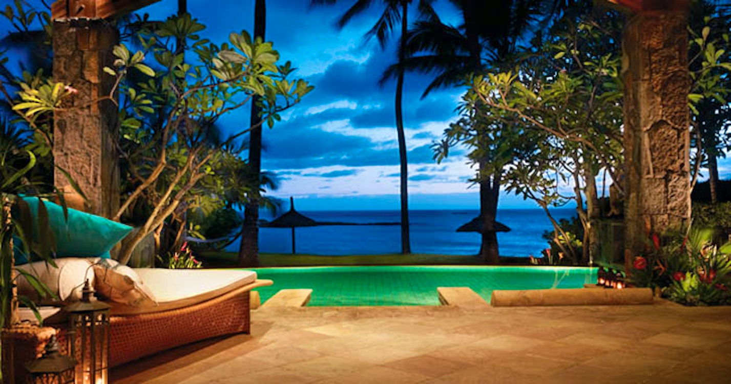 Pool at Night at The Villa at One&Only Le Saint Geran