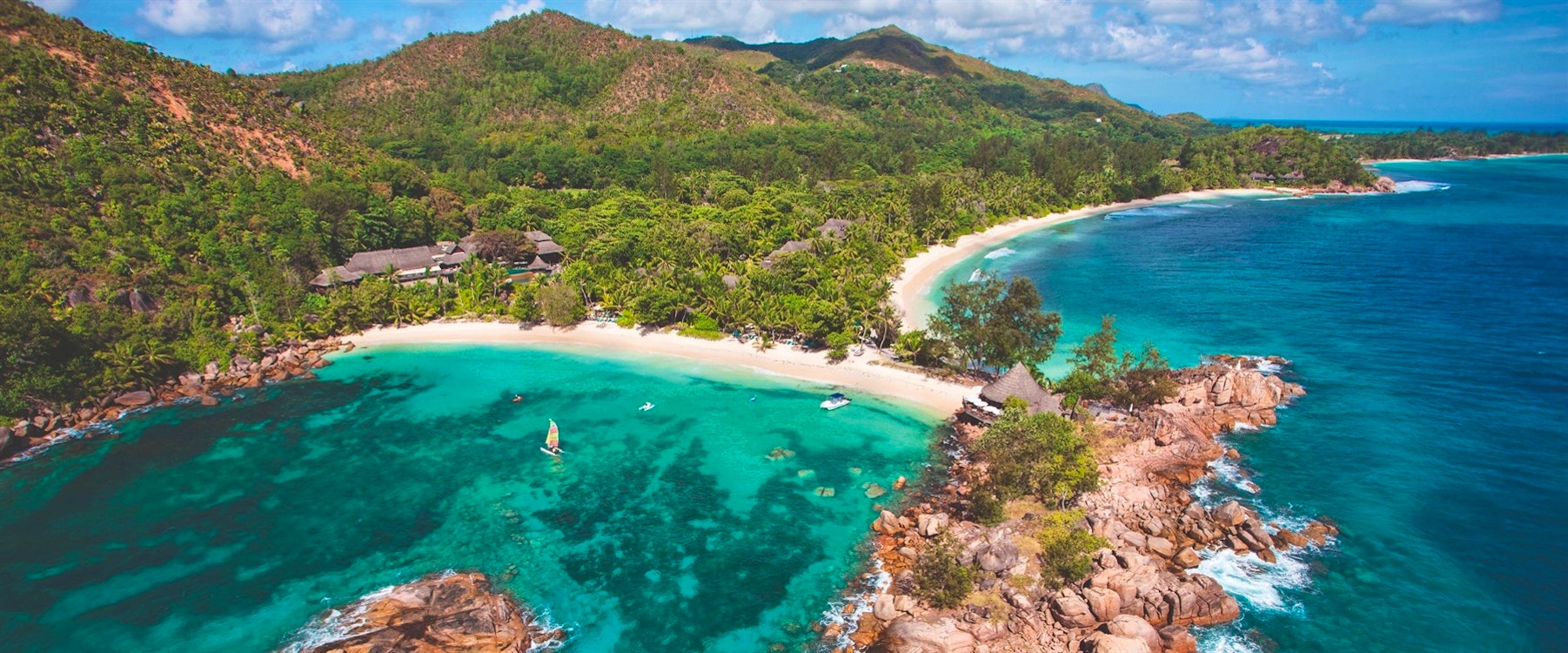 Aerial View of Constance Lemuria Resort, Seychelles 