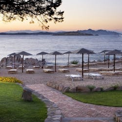 Bay View at Night at Hotel Pitrizza, Sardinia, Italy