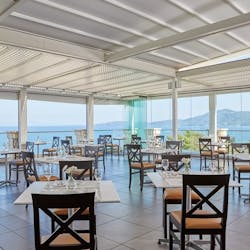 Beach dining at Marbella Corfu, Greece