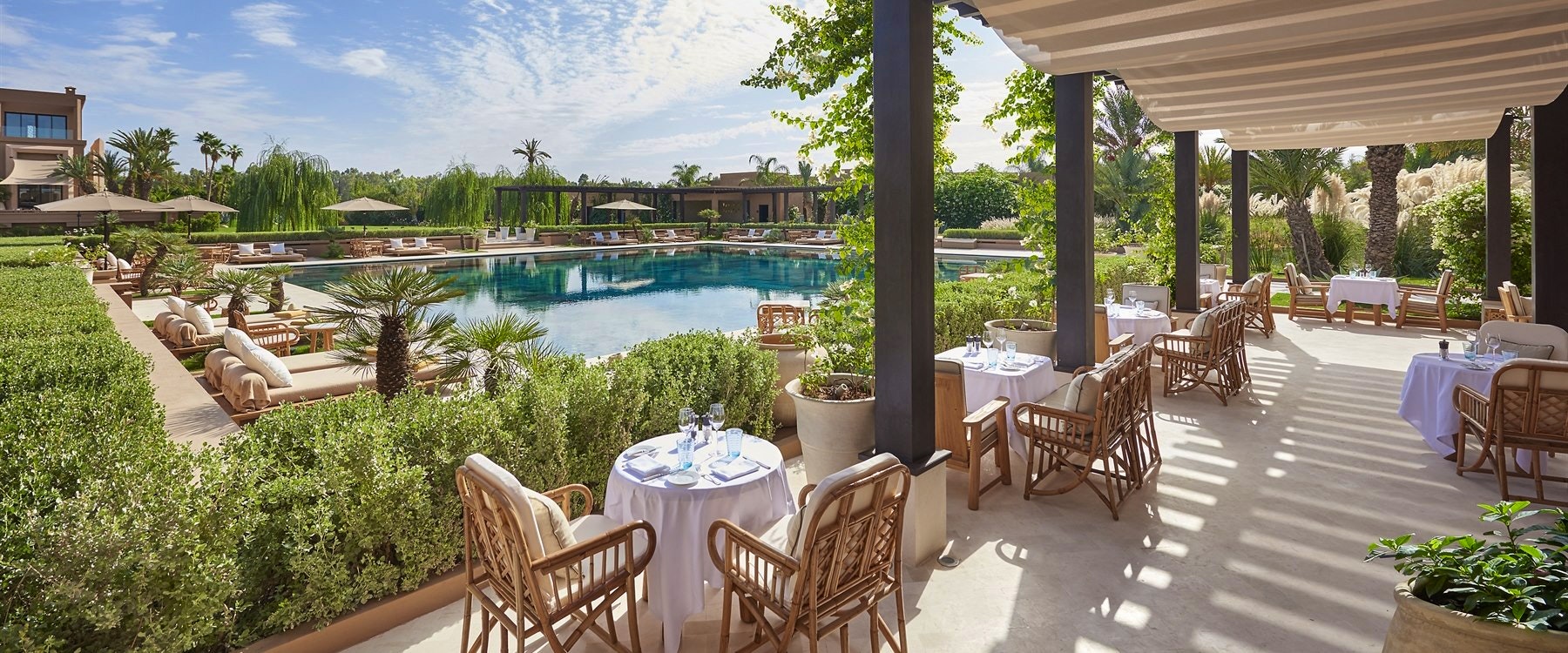 Fine Dining Pool Garden at Mandarin Oriental Marrkech, Morocco
