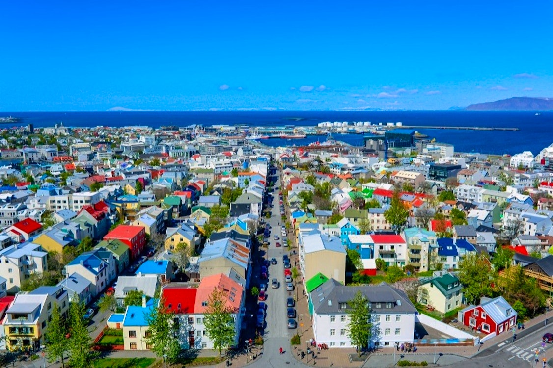 panoramic view of downtown reykjavik the capital city of iceland.