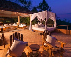outdoor living space at dwarikas resort dhulikhel