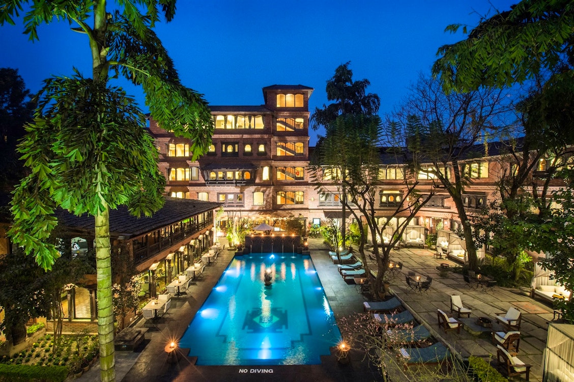 beautiful exterior of dwarikas hotel kathmandu