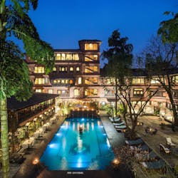 beautiful exterior of dwarikas hotel kathmandu