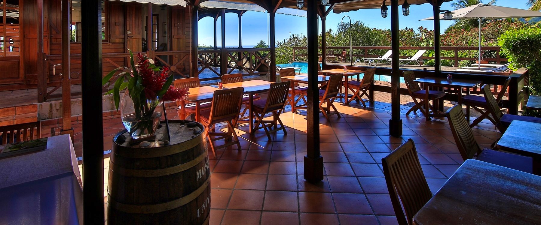 Restaurant at Le Jardin Malanga Hotel, Guadeloupe