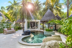 beach pavilion with pool