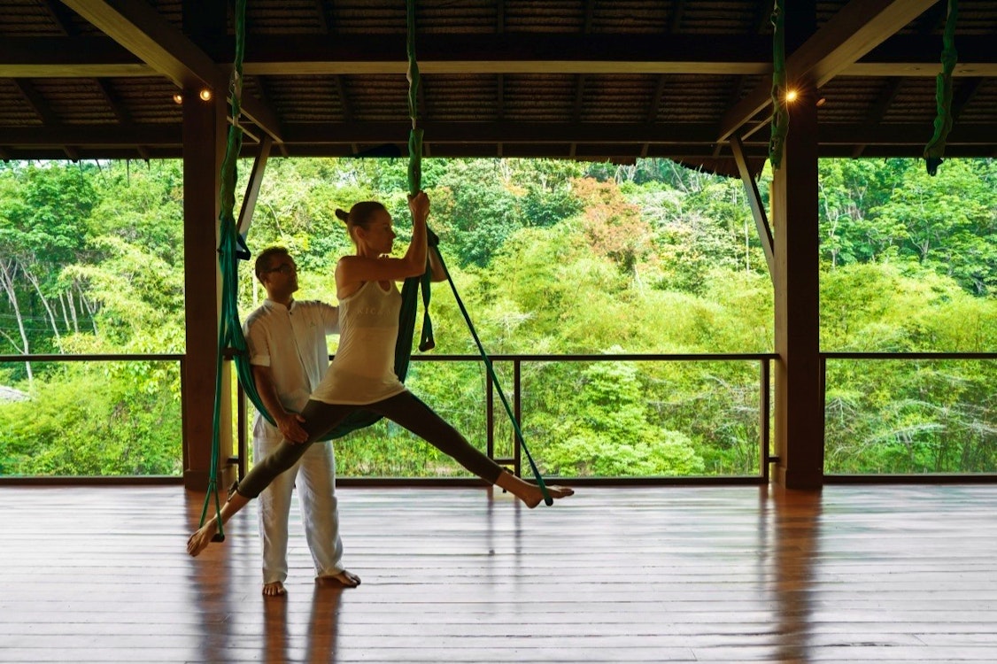 Flying yoga platform, Six Senses Yao Noi, Thailand