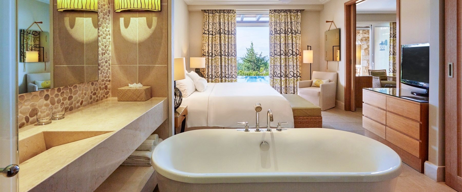 Premium Infinity Suite Bedroom at The Westin Resort Costa Navarino, Peloponnese, Greece