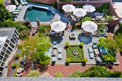 aerial garden and pool view at the vanderbilt auberge resorts collection