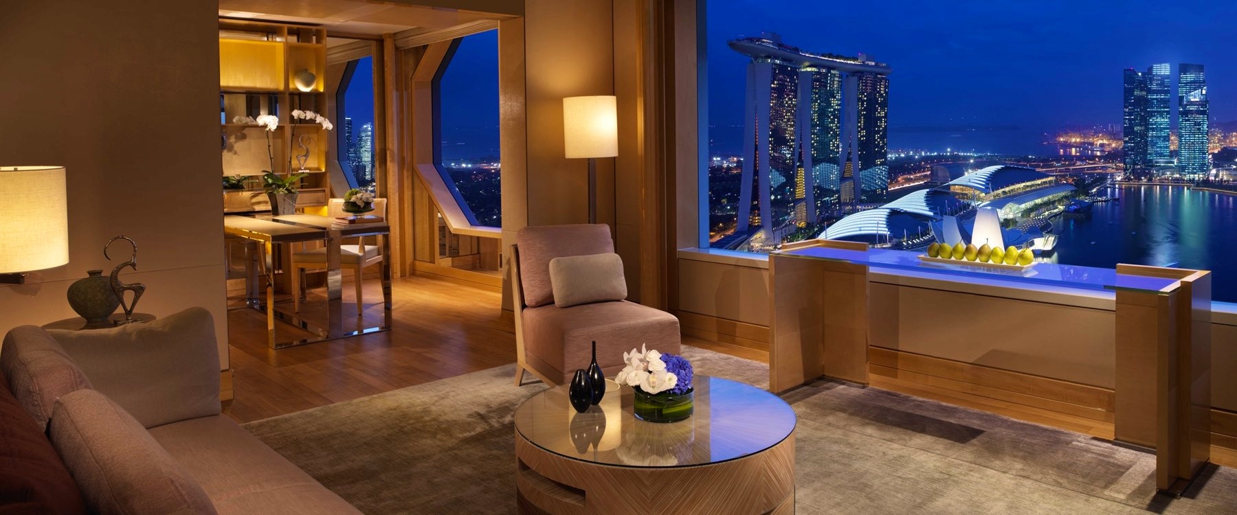 One bedroom suite living room and office at The Ritz-Carlton, Millenia Singapore