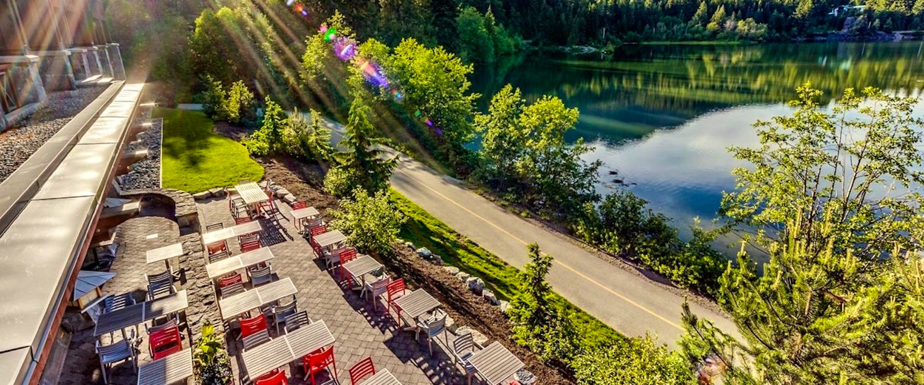 Outside seating area at Nita Lake Lodge