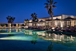 Pool at night at Domes Zeen Chania