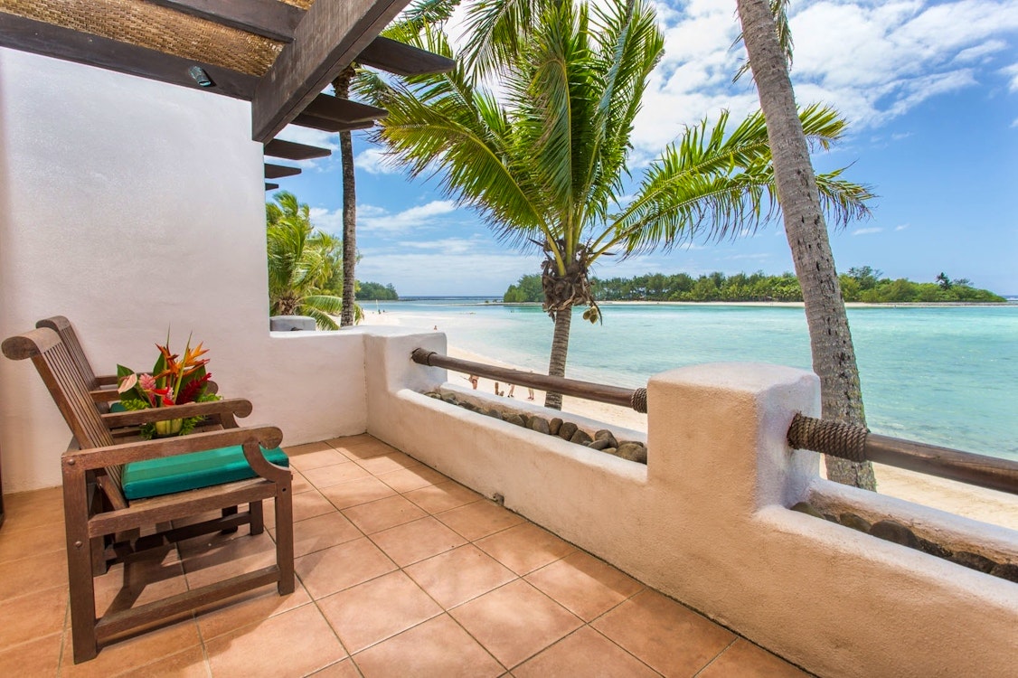 Beachfront balcony views Pacific Resort Rarotonga
