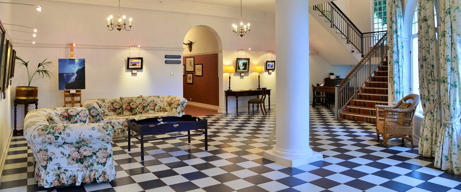 Palm Lounge at Victoria Falls Hotel, Zimbabwe 