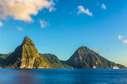 St Lucia Pitons from coast, Luxury Silversea Cruise - Barbados Roundtrip