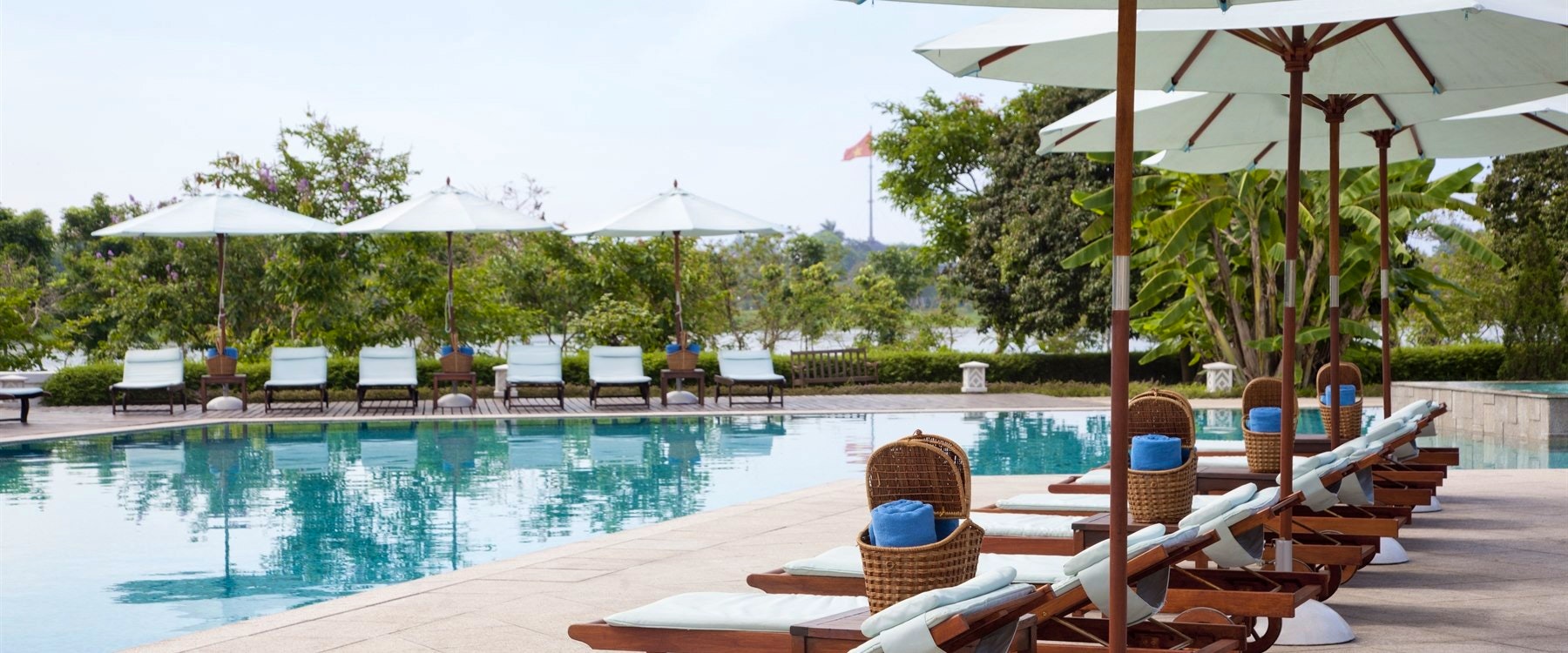 Pool area at Azerai La Residence, Hue