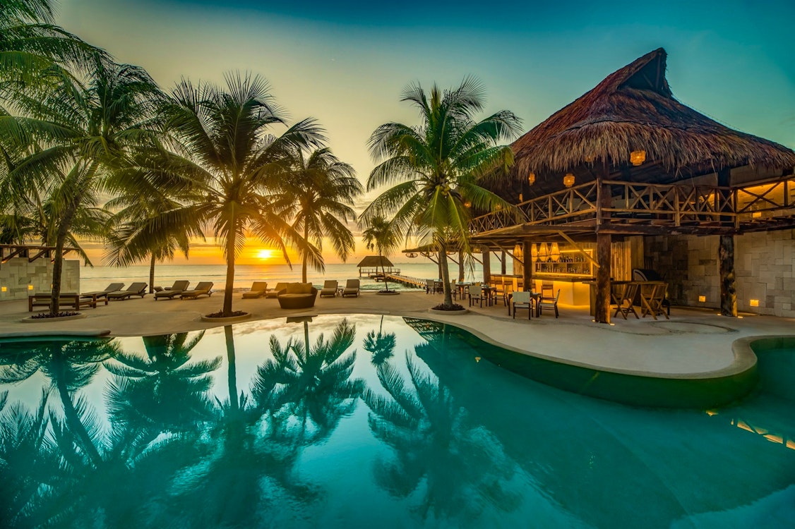 Pool deck sunset, Viceroy Riviera Maya
