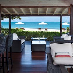 Pool lounger, Hermitage Bay, Antigua, Caribbean