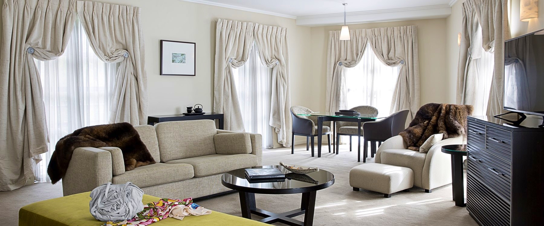 Lounge at prestige suite in Sofitel Queenstown