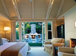 Views to outside fire at Huka Lodge