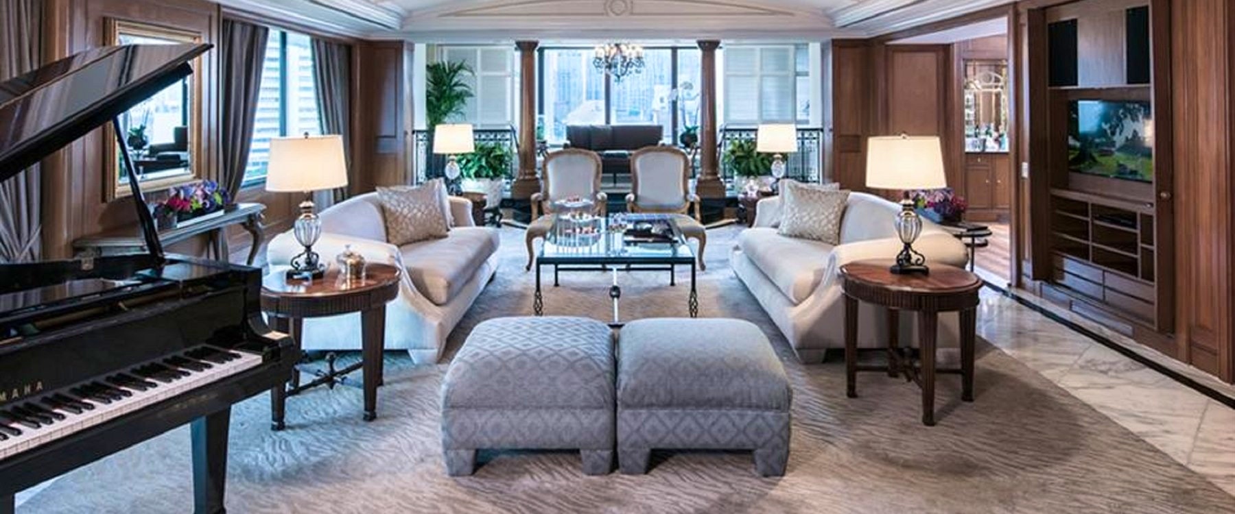 Living room area at The Peninsula, Manila 