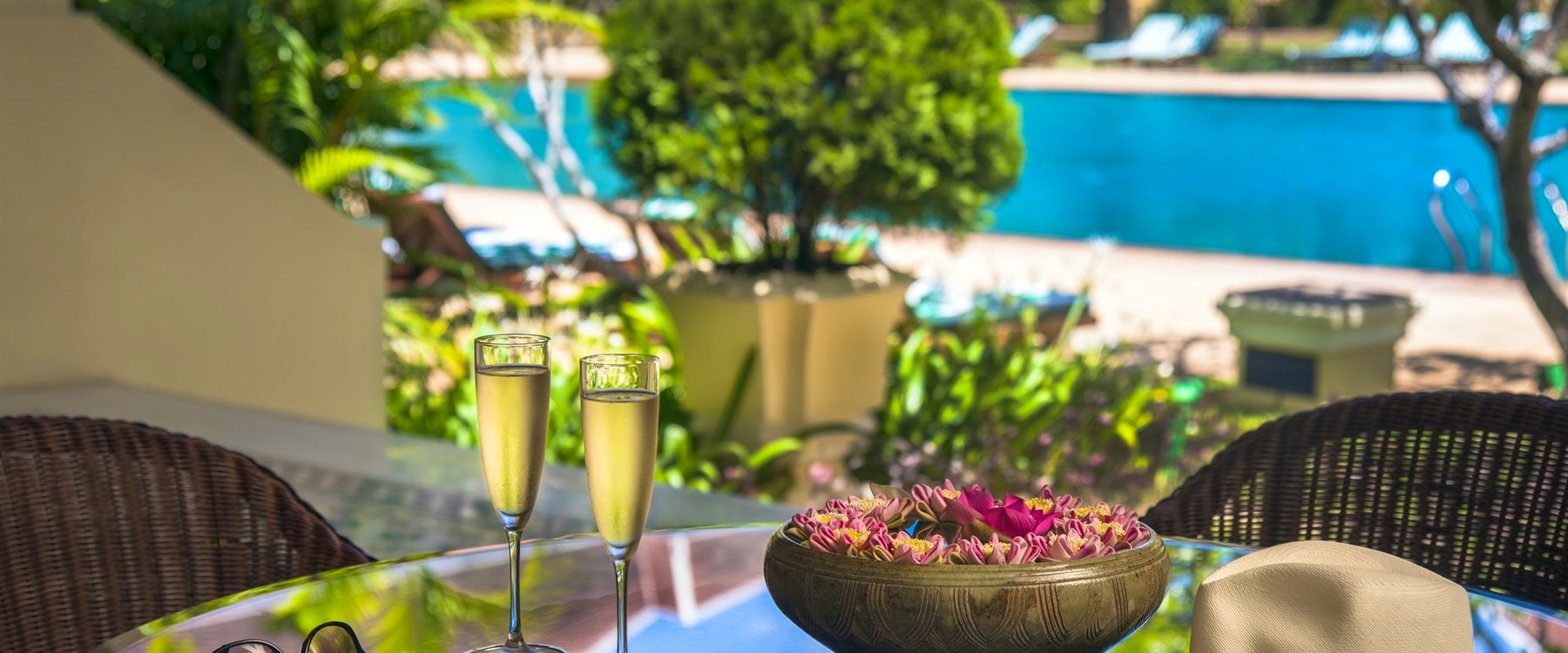 Terrace at Raffles Grand Hotel d'Angkor, Cambodia 