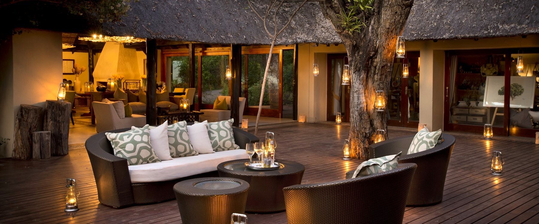 Terrace area at Lion Sands River Lodge, South Africa
