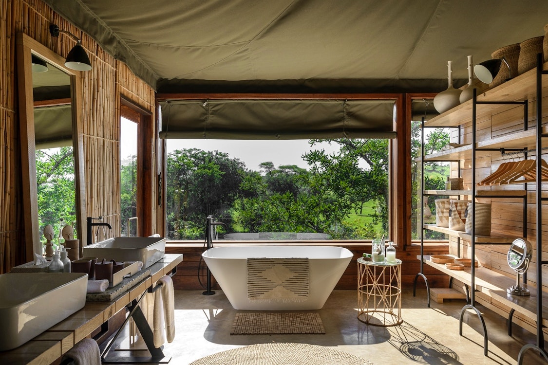 Suite Bathroom at  Singita Faru Faru, Serengeti National Park, Tanzania, Africa