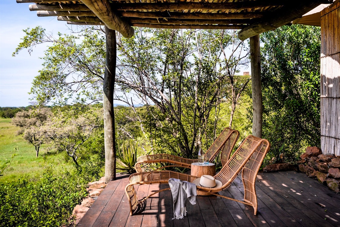 Lounge Area on Deck at  Singita Faru Faru, Serengeti National Park, Tanzania, Africa