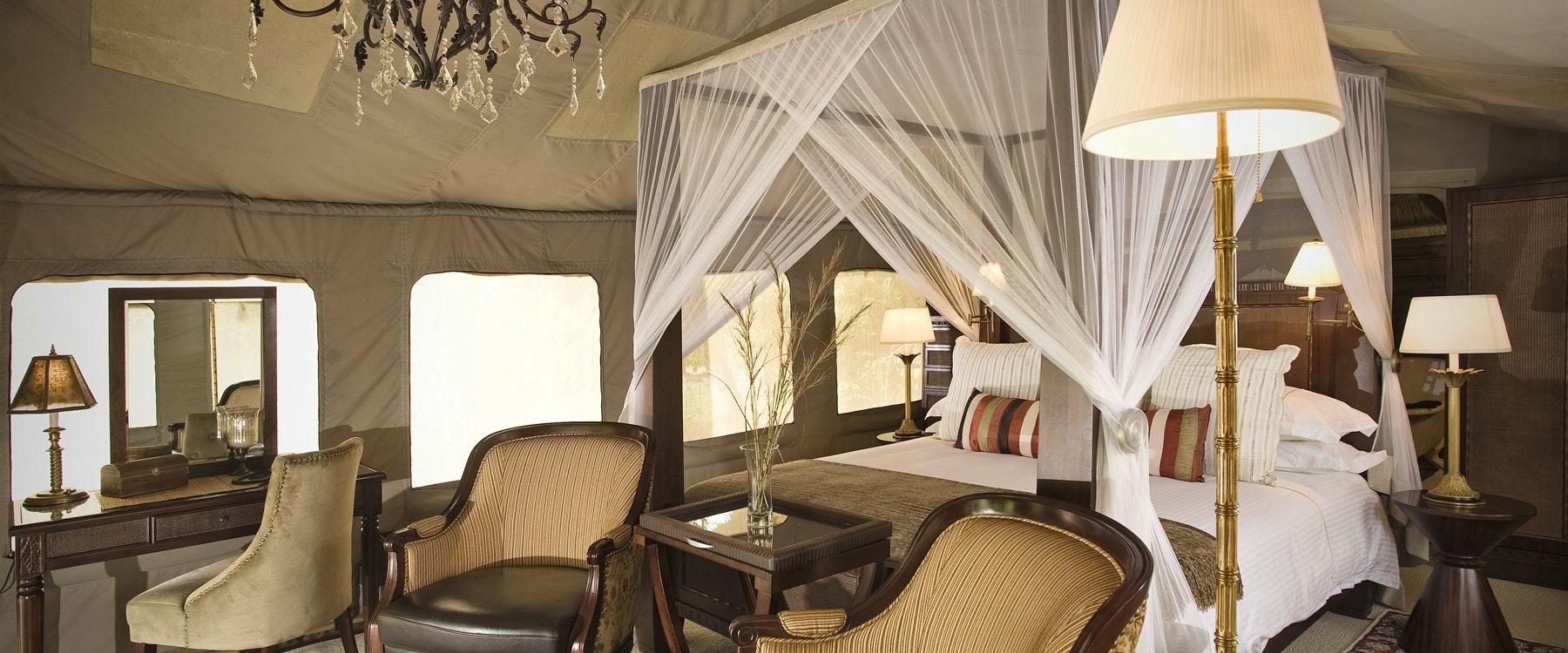 Tent interior at Selous Serena Camp